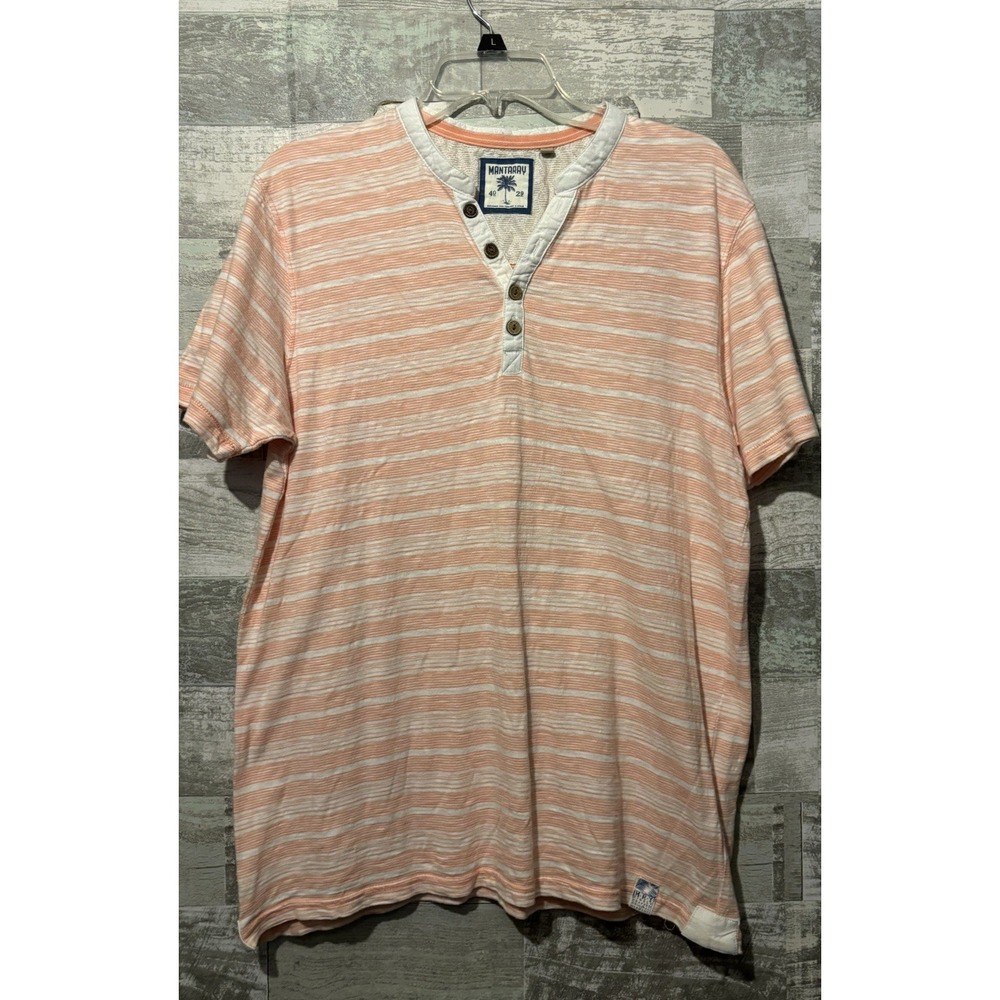 Mantaray / Debenhams Orange And White Textured Stripe Henley Size M - RARE UK